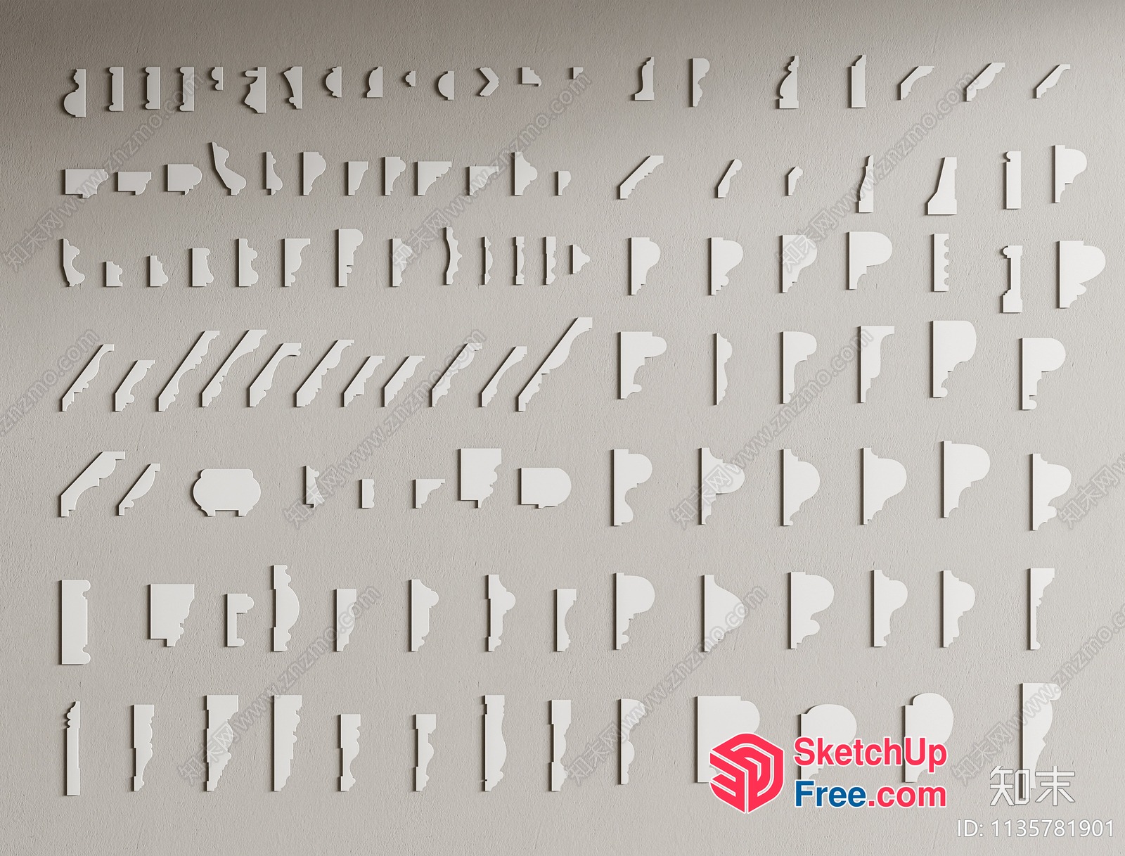 Classic Moulding Pieces For Interior Design 3D SketchUp File