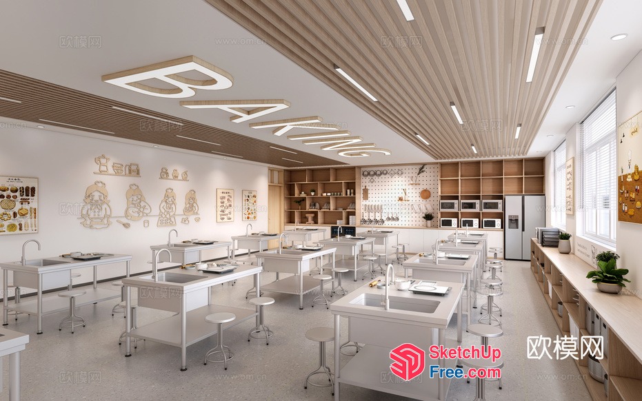 Modern Bakery Interior With Sleek White And Wood Accents 3D SketchUp File
