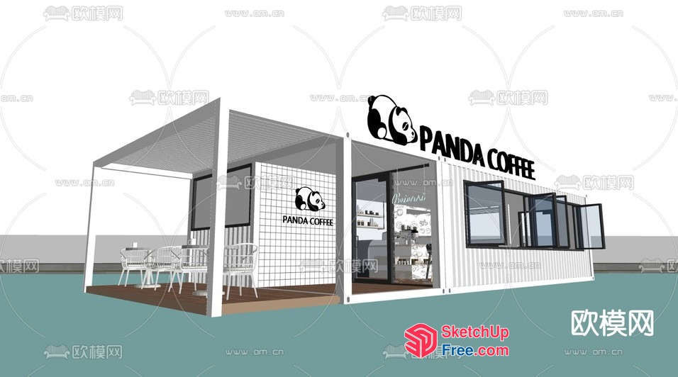 Cozy Panda Coffee Shop 3D SketchUp File
