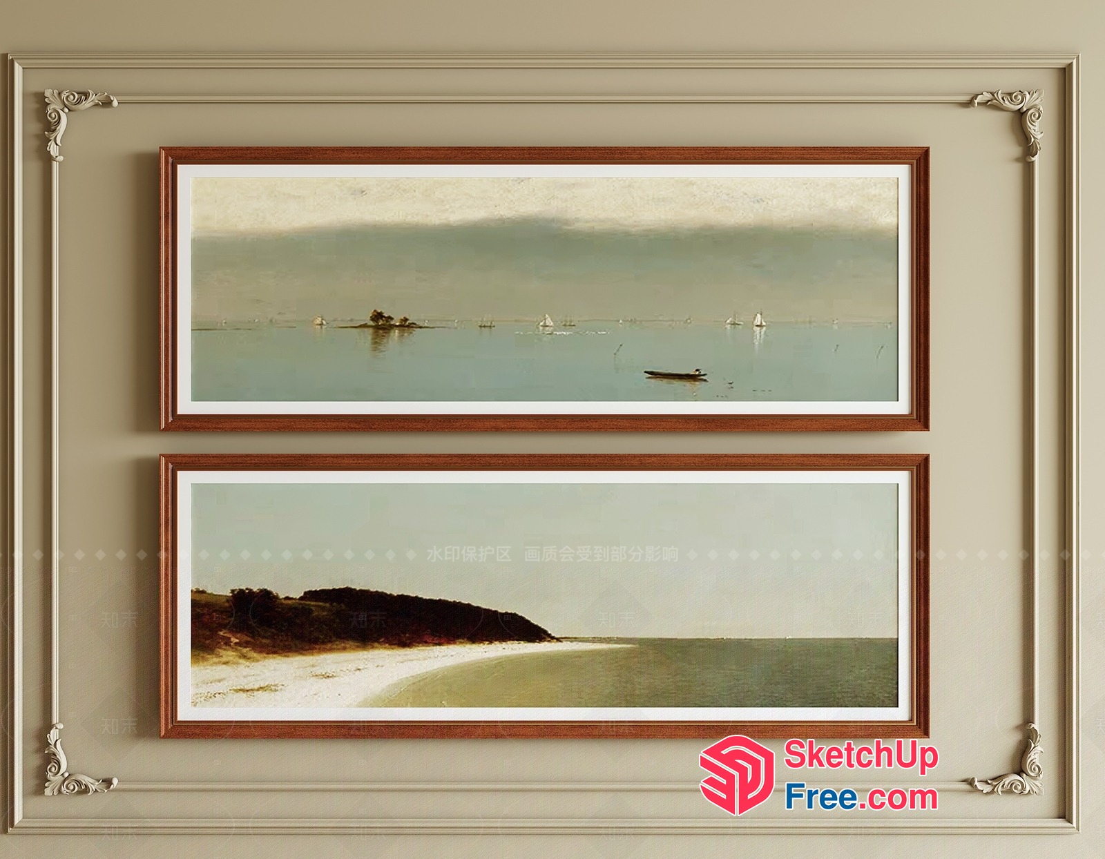 Classic Coastal Panoramic Artwork 3D SketchUp File