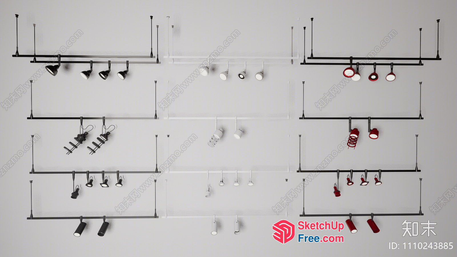 Collection Of Modern Track Lighting Fixtures 3D SketchUp File