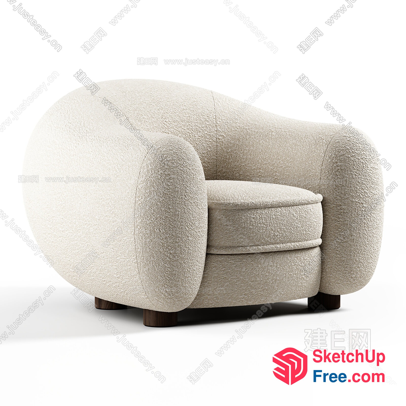 Elegant Creamy Style Armchair 3D SketchUp File