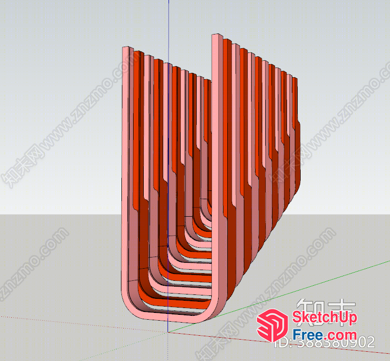 Modern Red And Pink Staircase Design 3D SketchUp File