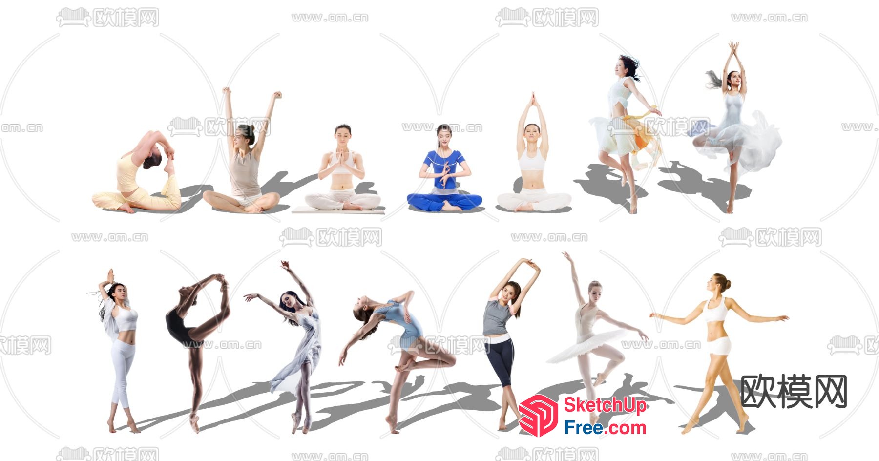 Diverse Yoga And Dance Poses 3D SketchUp File