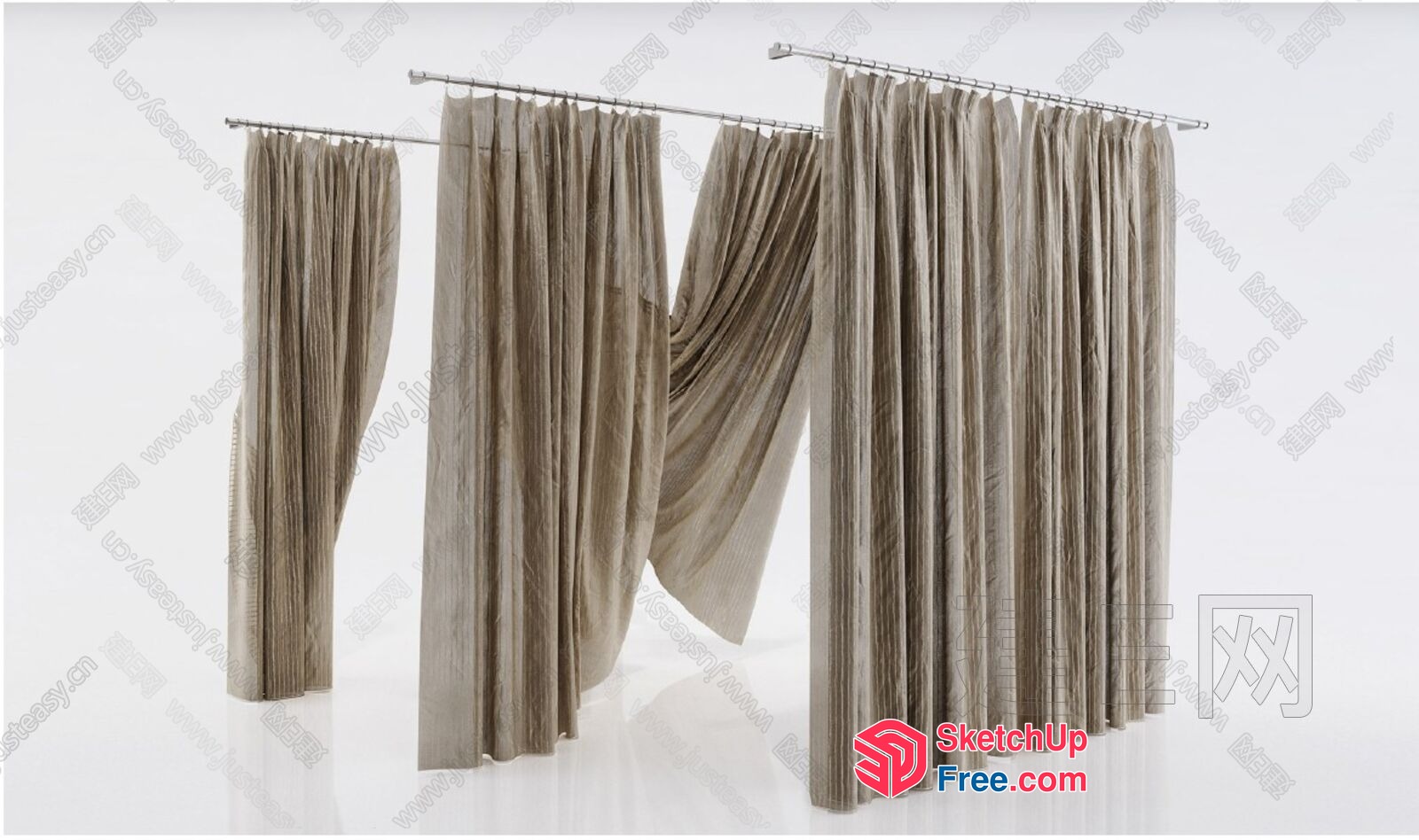 Elegant Curtains With Soft Draping And Subtle Sheer Fabric 3D SketchUp File