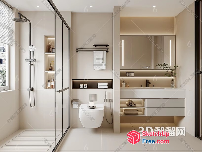 Luxurious Modern Bathroom Decor 3D SketchUp File