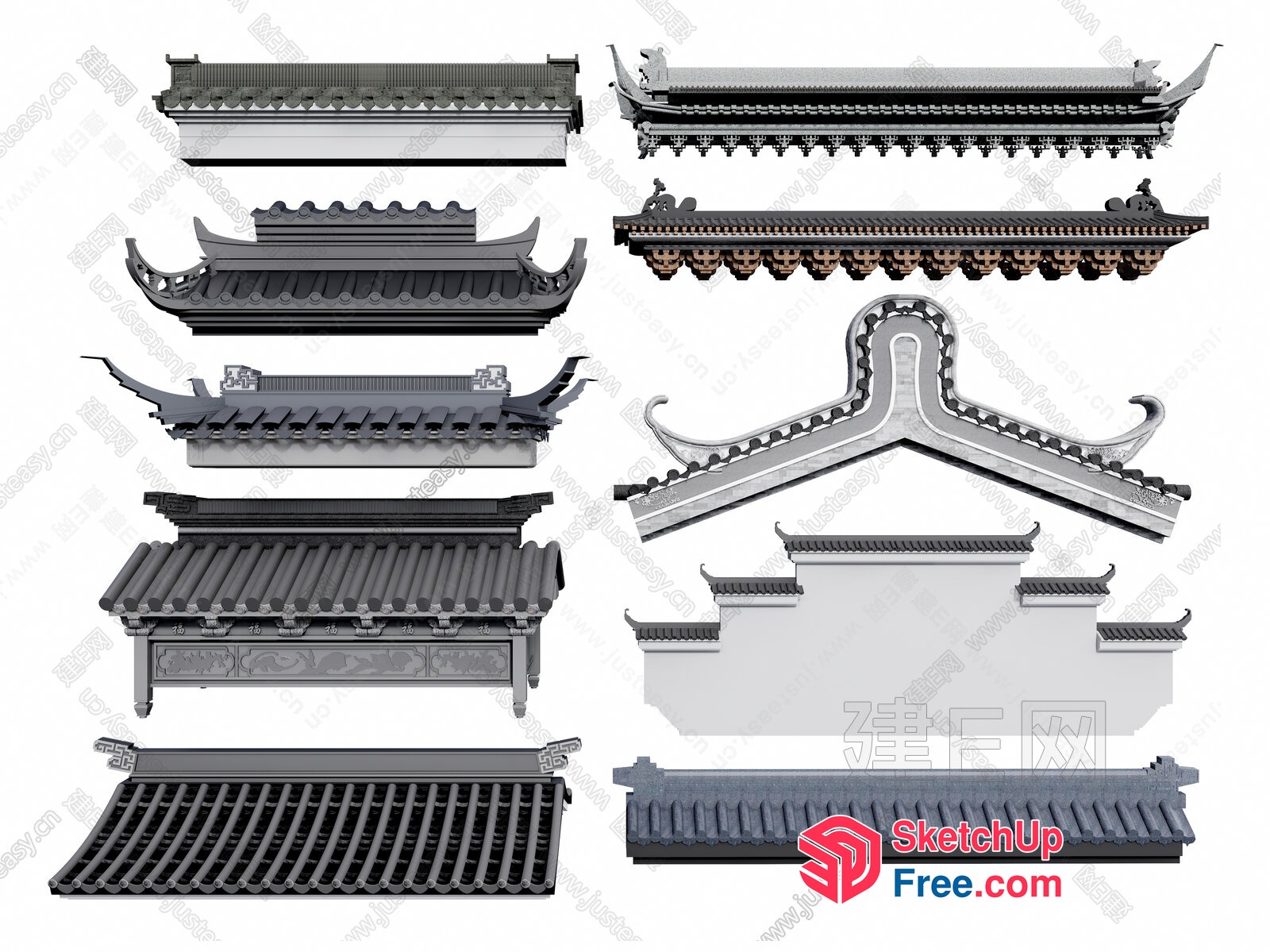 Roofing Details In Traditional Chinese Style 3D SketchUp File