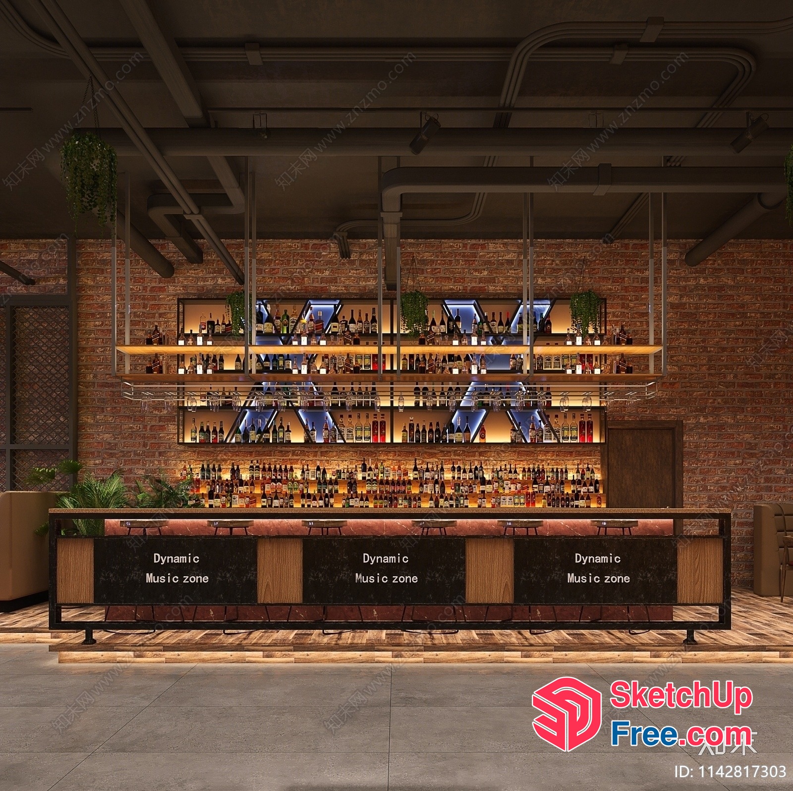 Bar Counter And Surroundings 3D SketchUp File