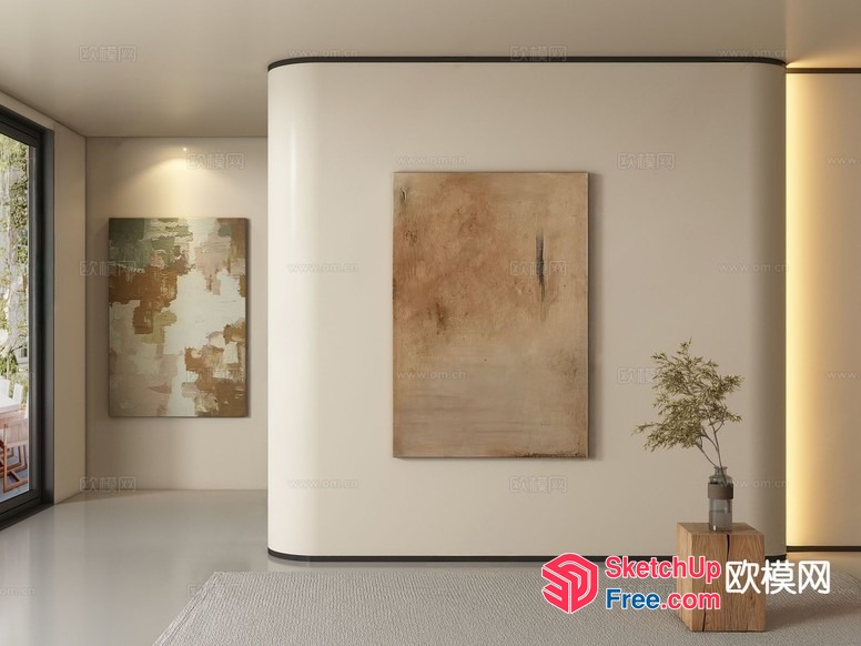 Minimalist Art Gallery Interior 3D SketchUp File
