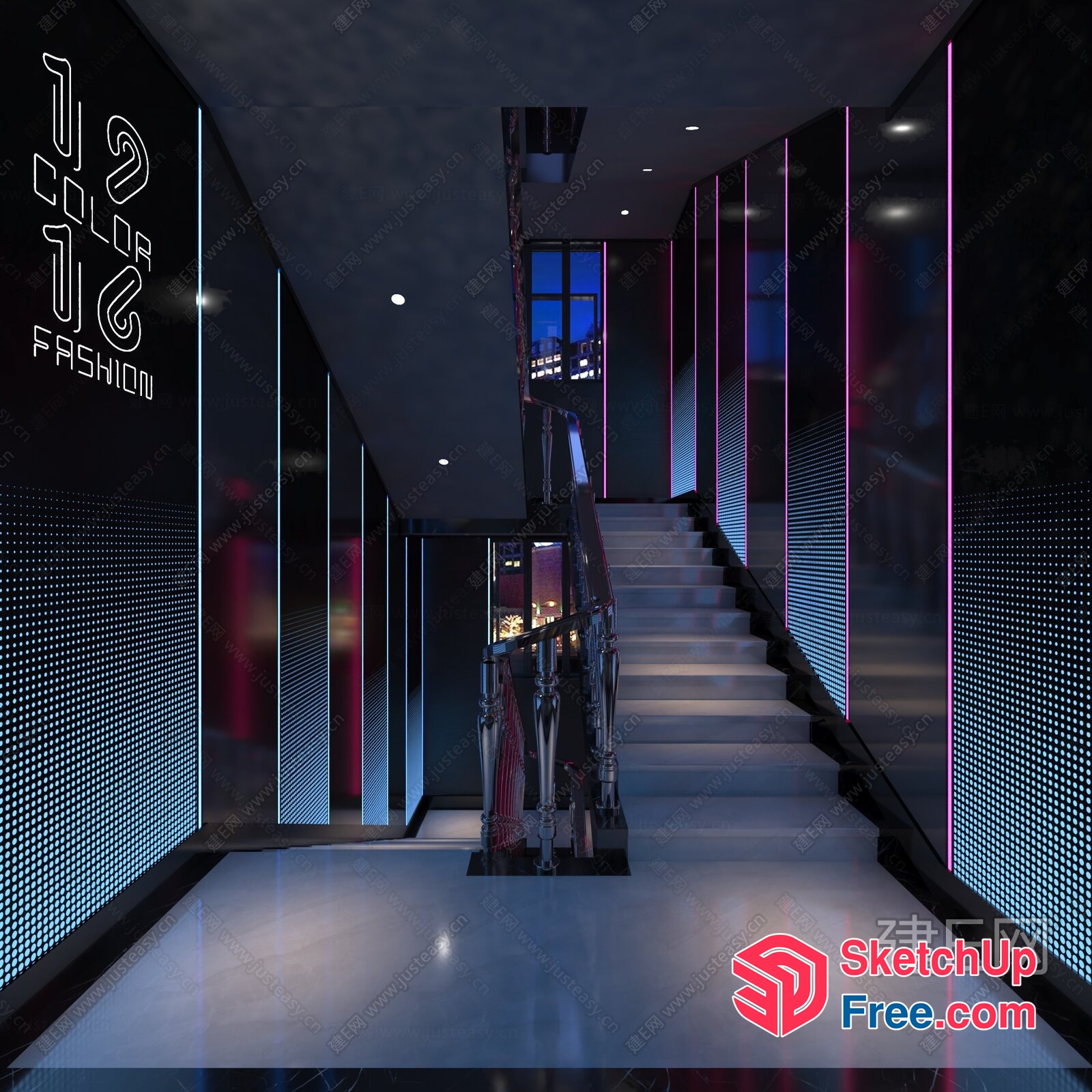Modern Staircase And Railing Interior 3D SketchUp File