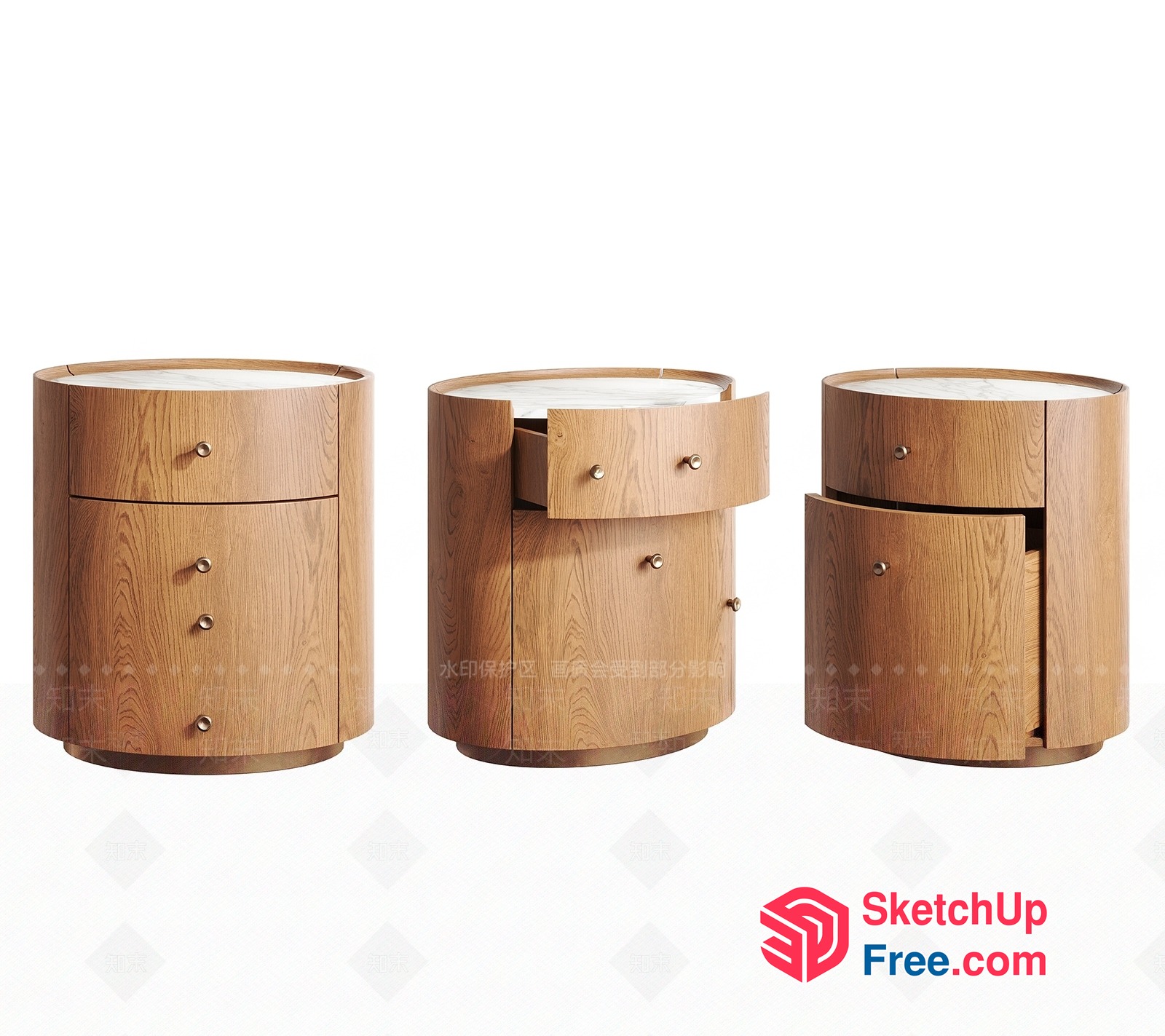 Wooden Nightstands With Storage Drawers 3D SketchUp File