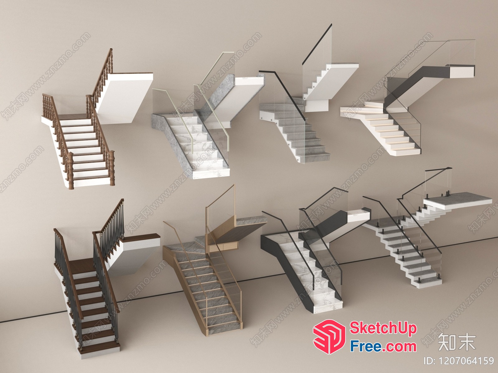 Modern Stair Designs Collection 3D SketchUp File