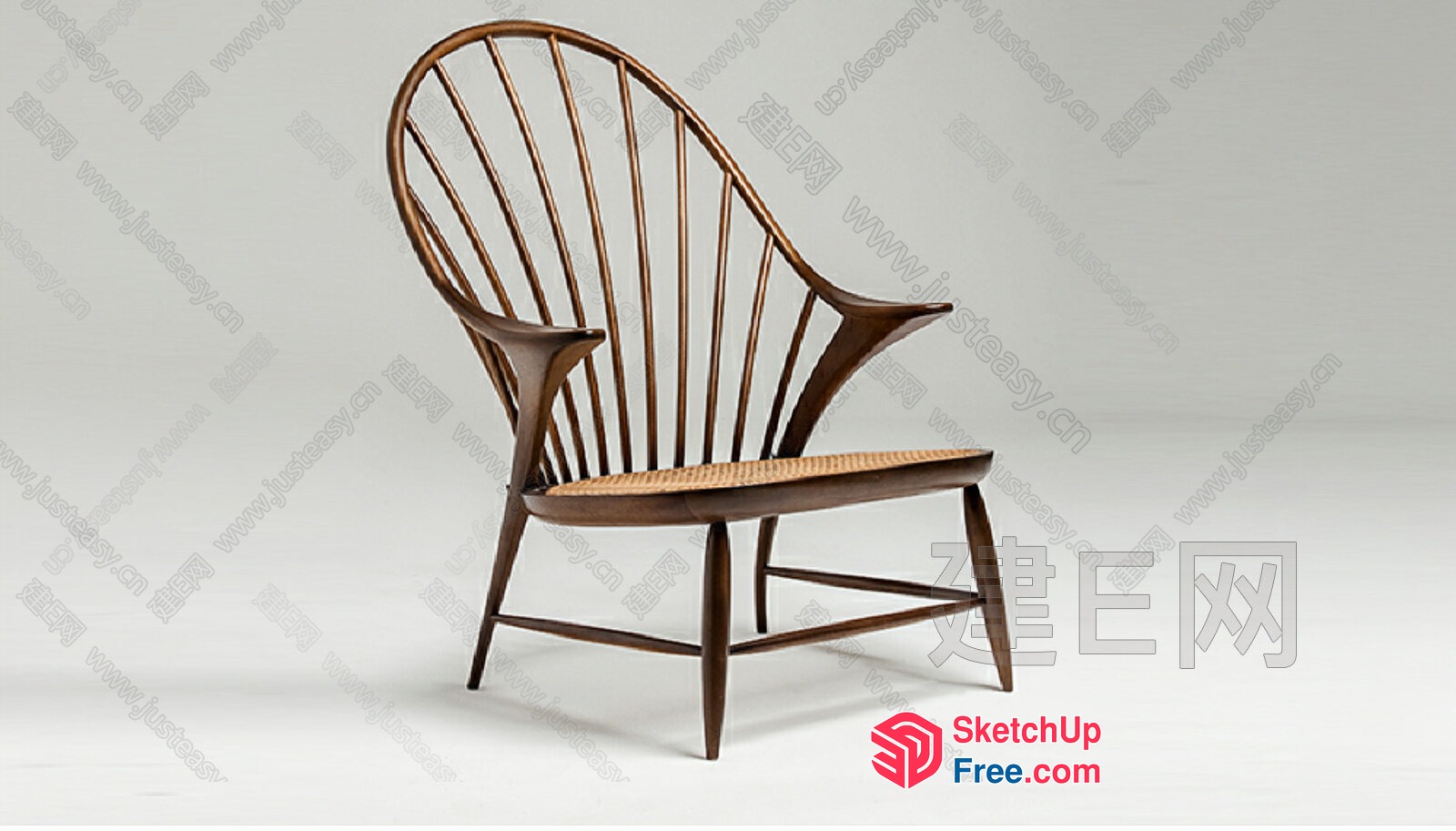 Elegant Wooden Chair With Curved Backrest 3D SketchUp File