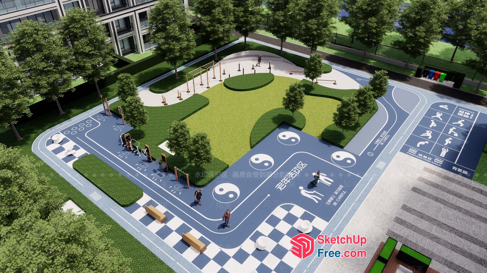 Modern Outdoor Fitness Park 3D SketchUp File