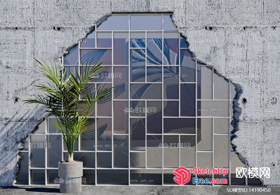Tropical Greenery Against Industrial Backdrop 3D SketchUp File