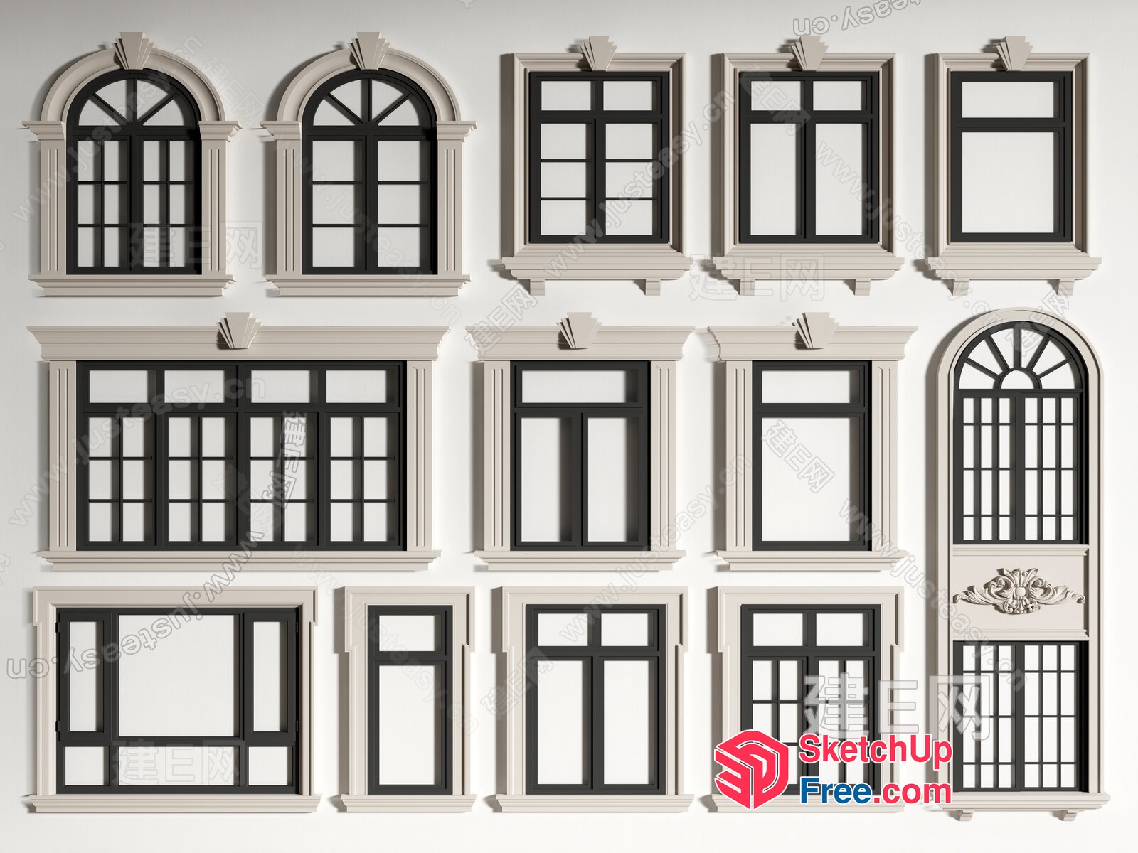 Classical Window Designs Collection 3D SketchUp File