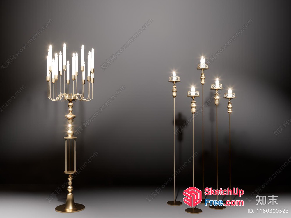 Elegant Candle Holders And Chandelier 3D SketchUp File