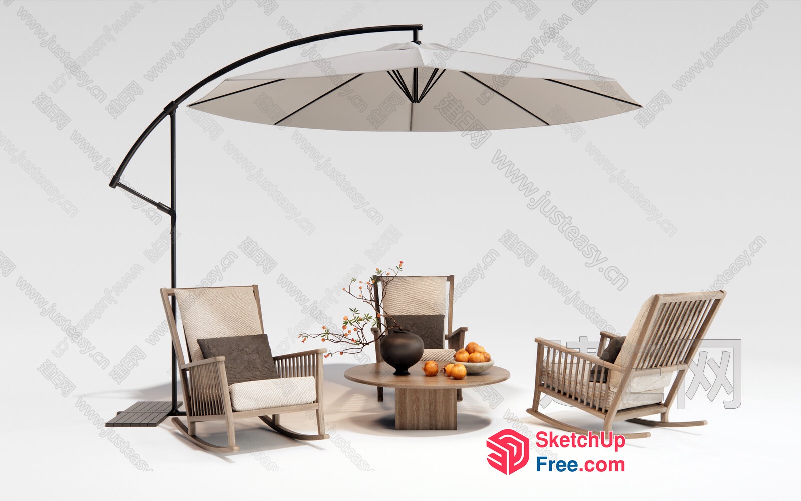 Outdoor Patio Furniture Set With Parasol 3D SketchUp File