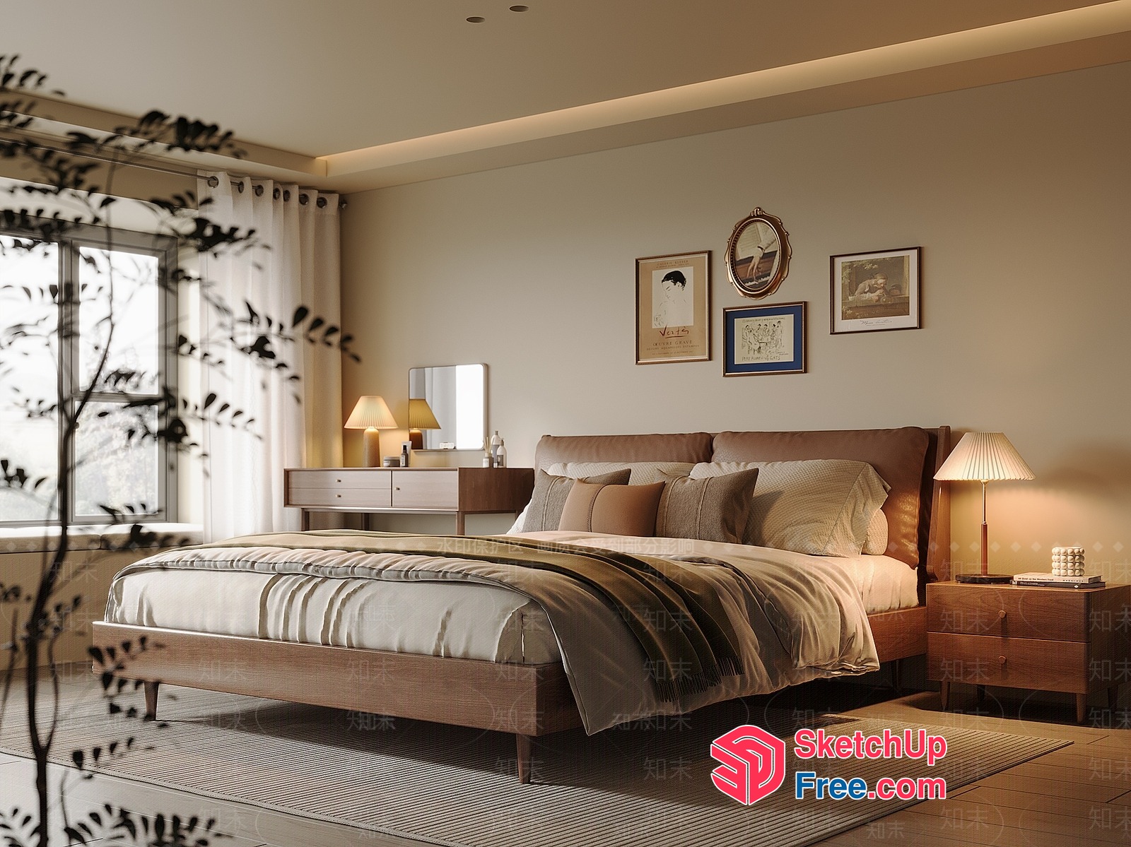 Minimalist Nordic Style Bedroom Interior 3D SketchUp File