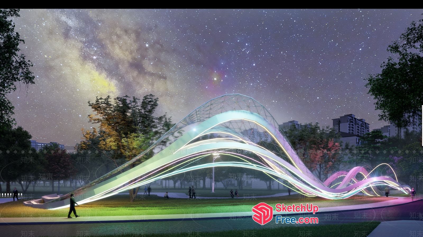 Vibrant Led Light Installation For Outdoor Spaces 3D SketchUp File