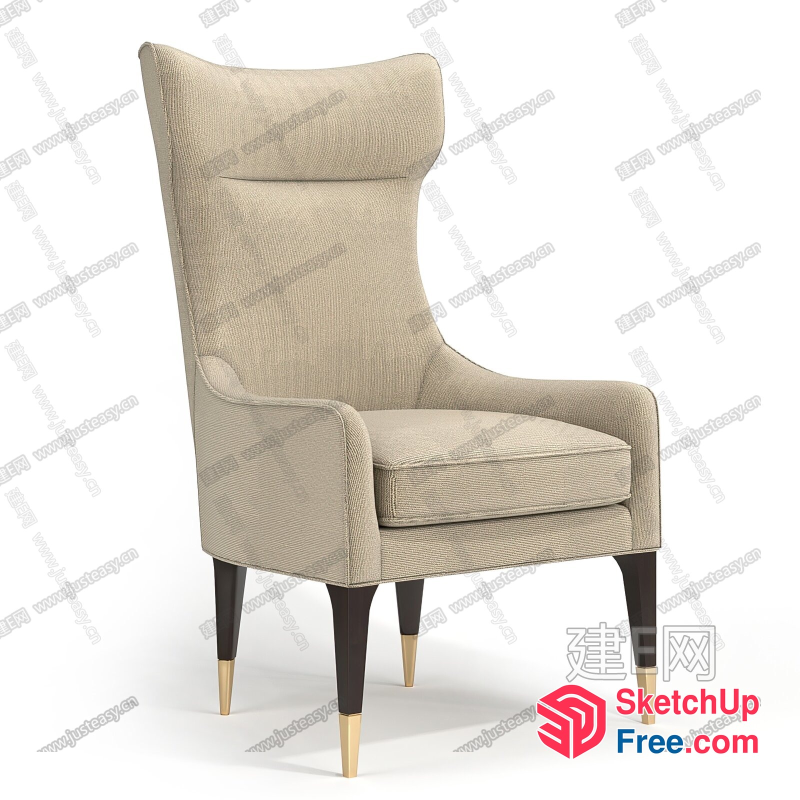 Elegant High-Backed Chair With Classic Design 3D SketchUp File