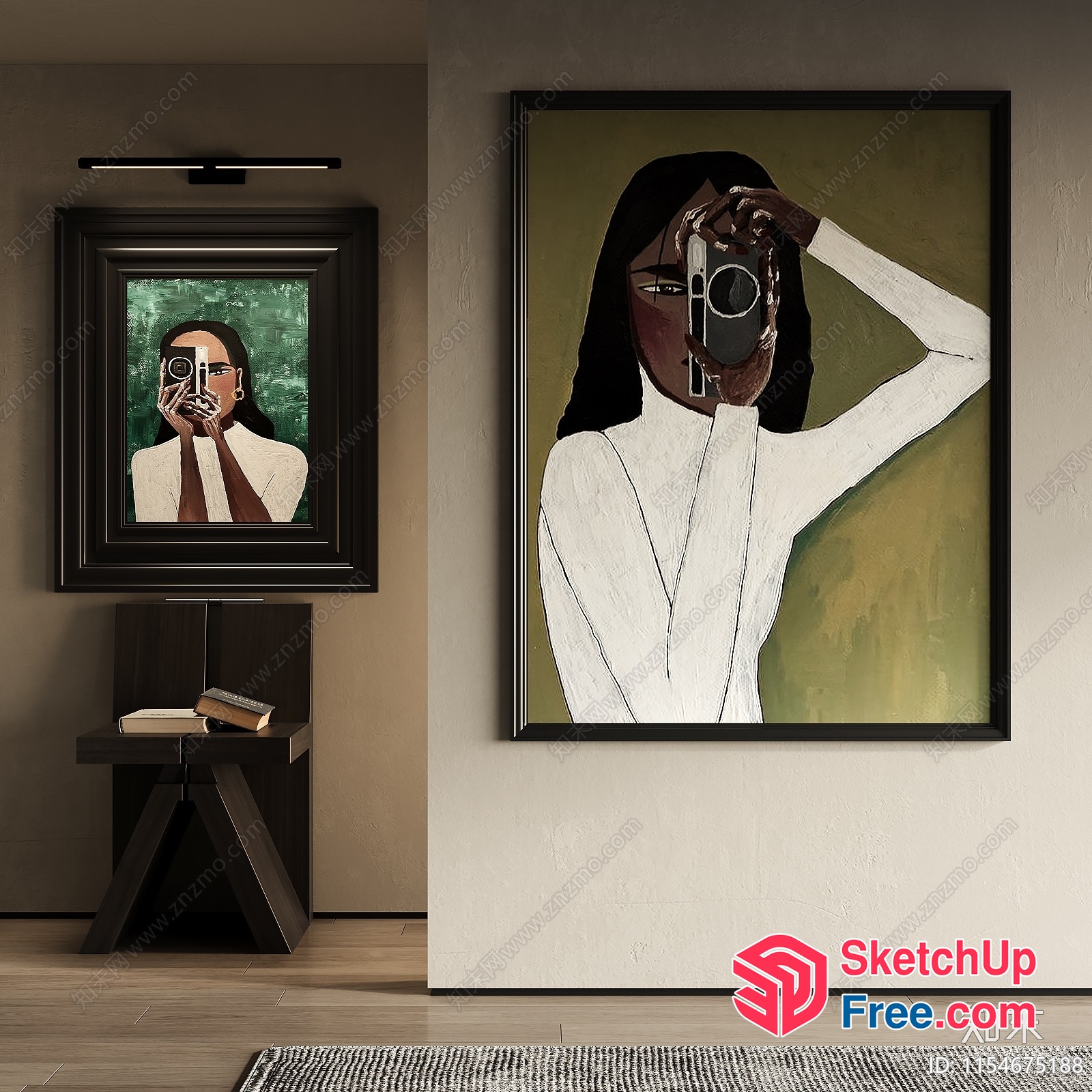 Modern Artwork Of A Woman With Camera In A Contemporary Setting 3D SketchUp File