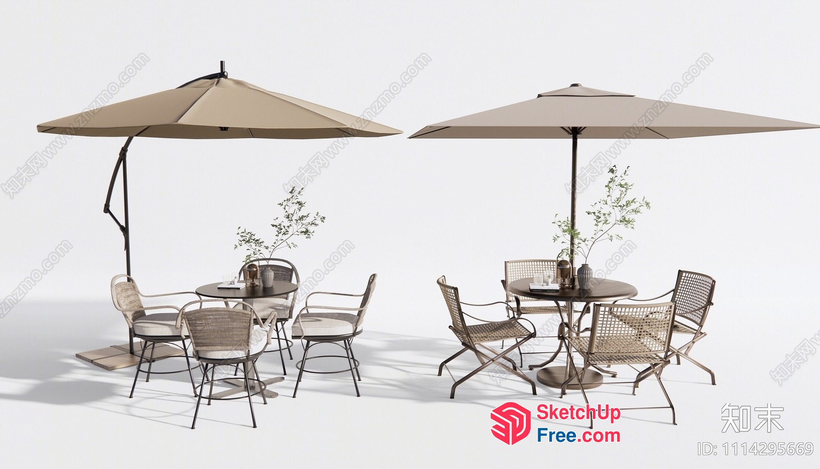 Outdoor Dining Set With Umbrella 3D SketchUp File