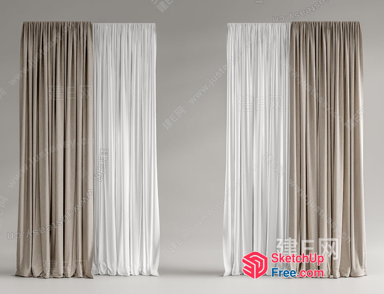 Two Curtain Panels 3D SketchUp File