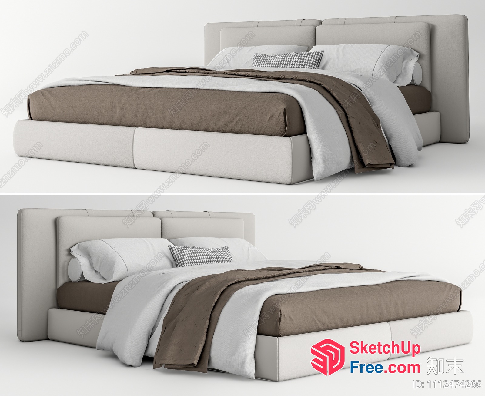 Modern Minimalist Bed Design With Neutral Colors 3D SketchUp File