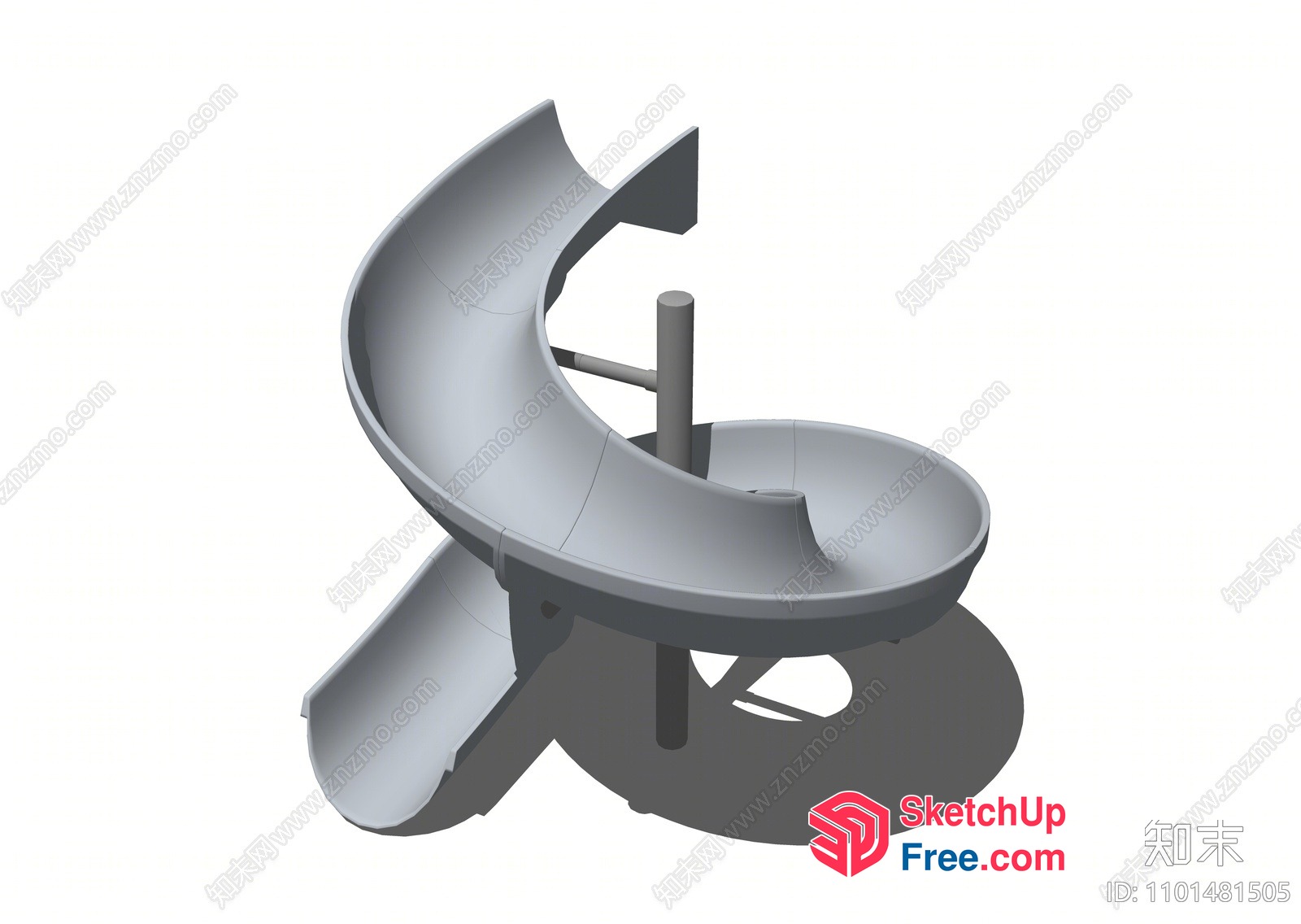 Spiral Staircase With Two Curved Levels 3D SketchUp File