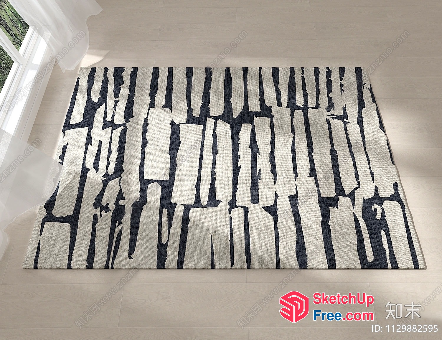 Modern Rug With Black And White Design 3D SketchUp File