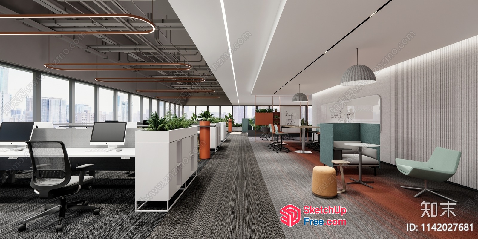Modern Office Space With Sleek Furniture And Natural Light 3D SketchUp File