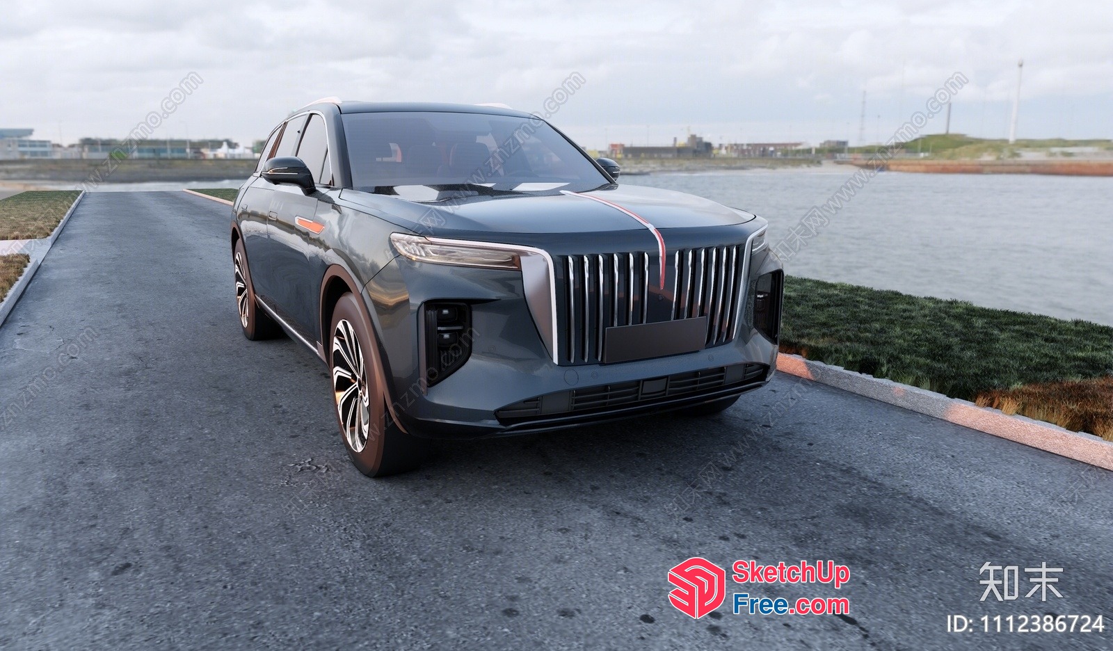 Modern Suv On A Roadside 3D SketchUp File