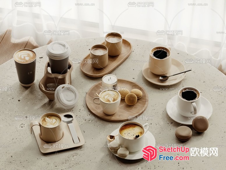 Coffee And Sweet Treats On A Table 3D SketchUp File