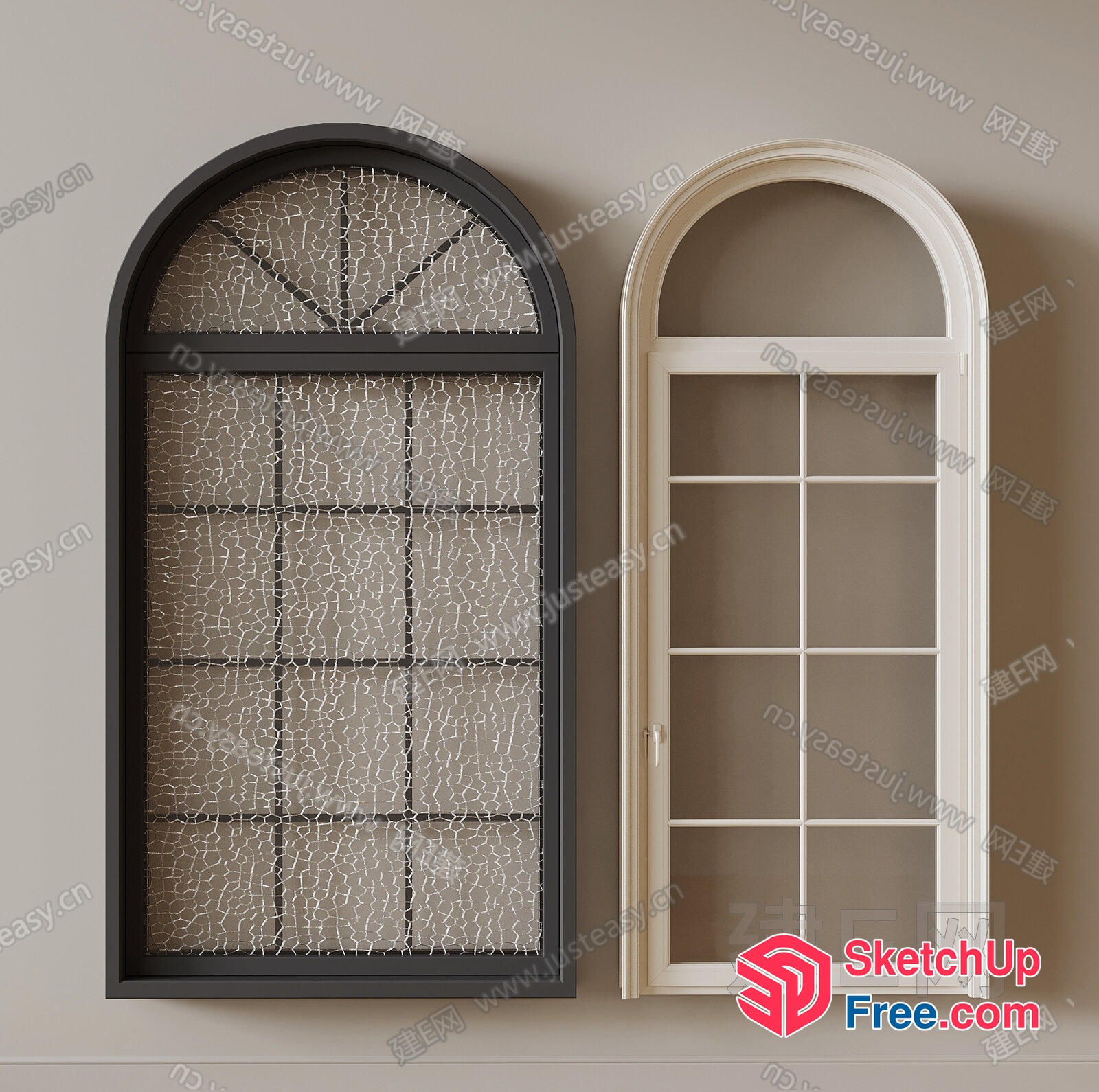 Two Elegant Arched Window Frames 3D SketchUp File