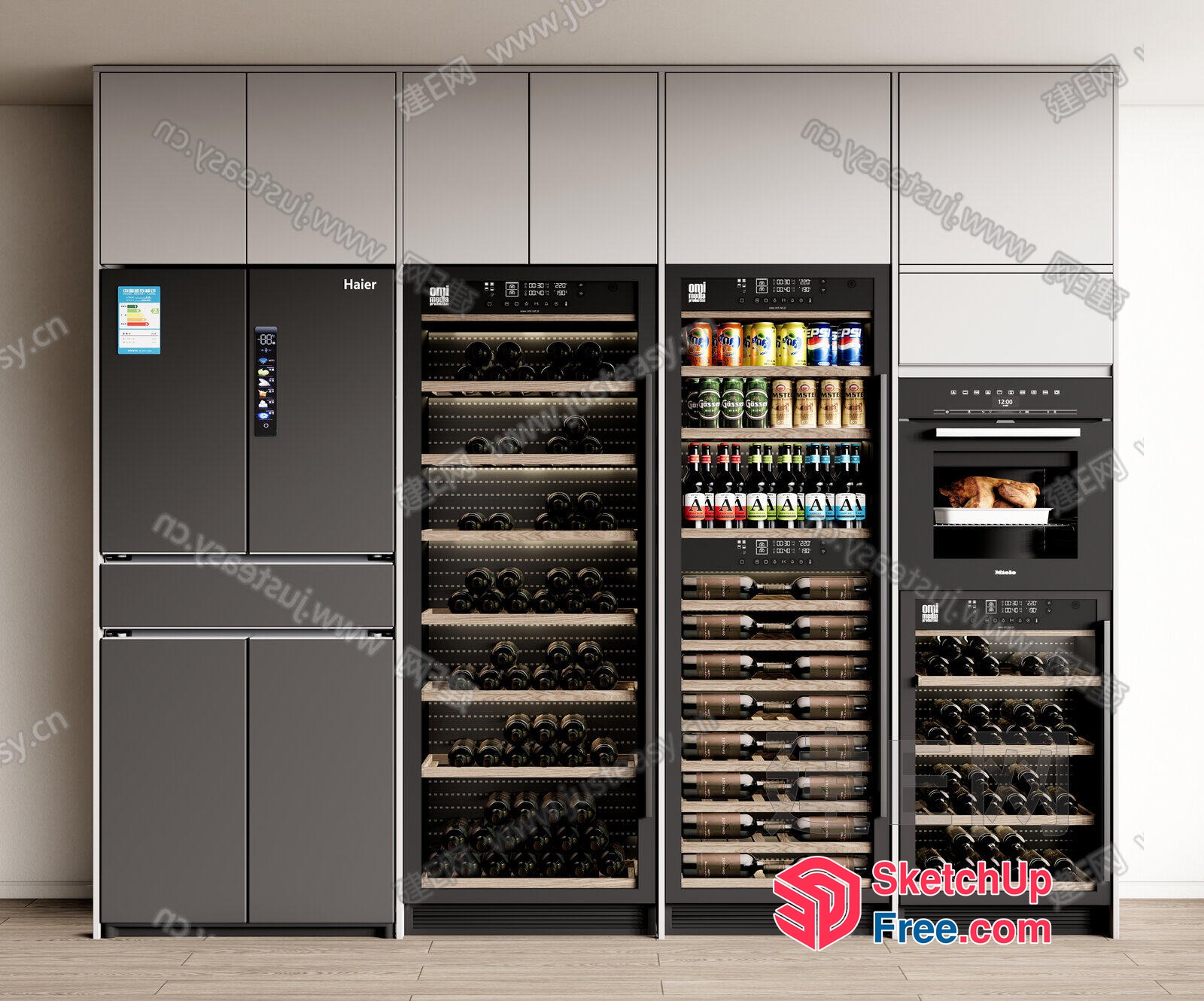 Modern Kitchen Storage And Beverage Display 3D SketchUp File