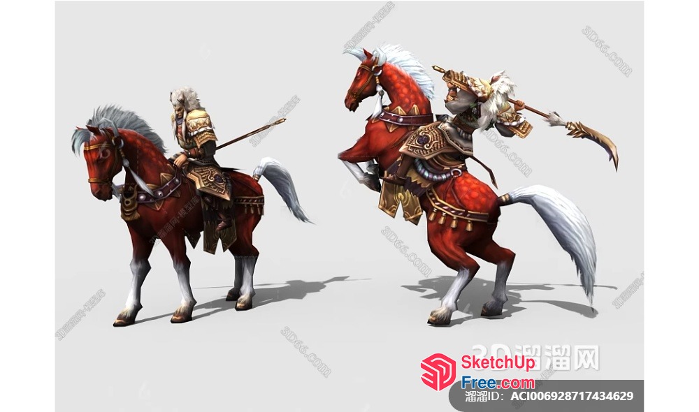 3D Rendered Horse Rider And Horse In Armor 3D SketchUp File