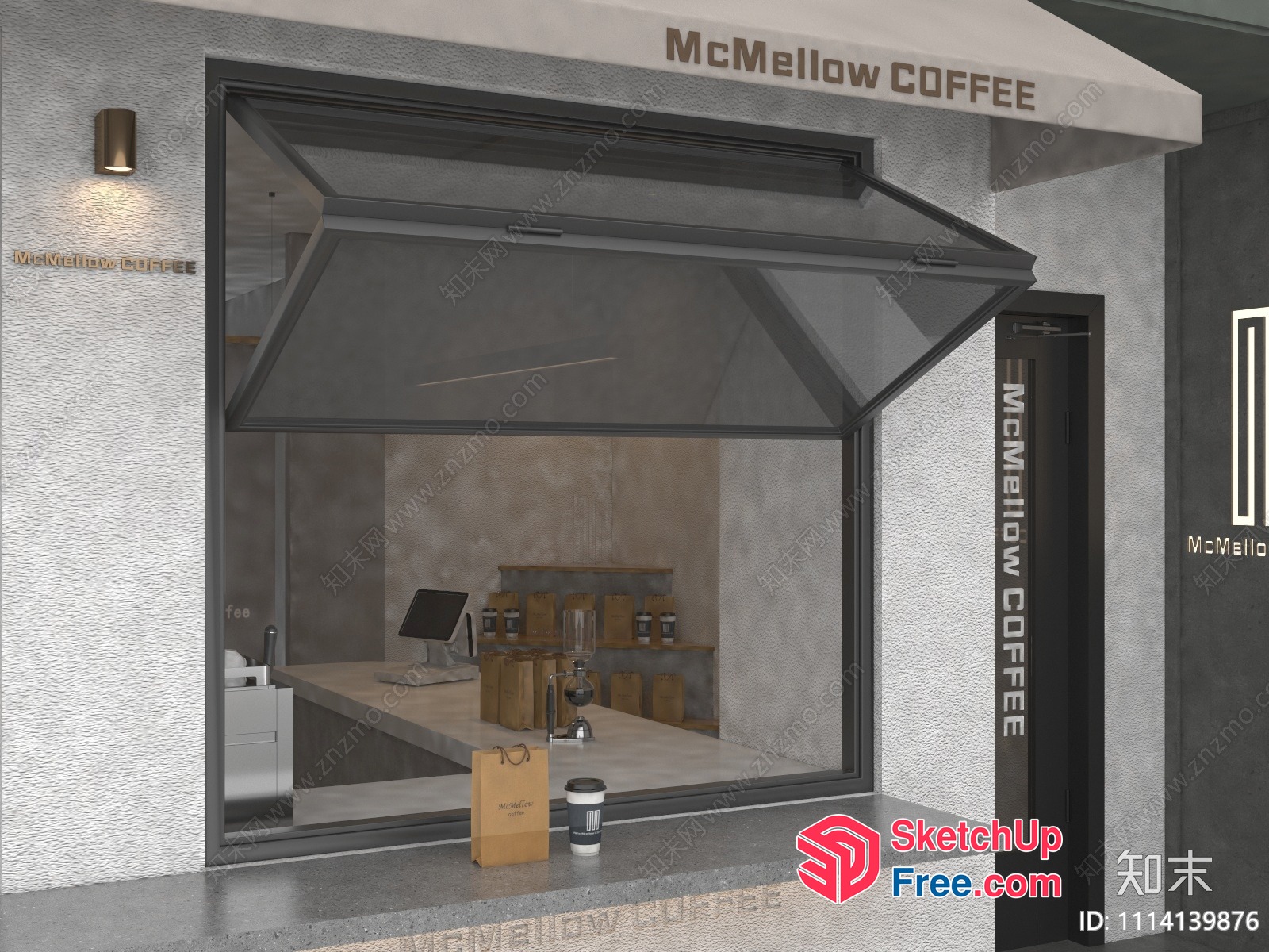 Minimalist Coffee Shop Interior 3D SketchUp File