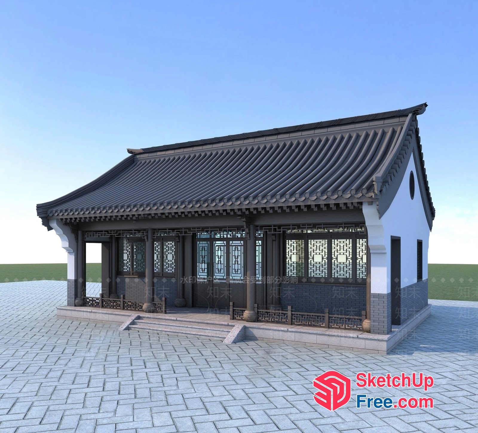 Traditional Chinese Style Building Exterior 3D SketchUp File