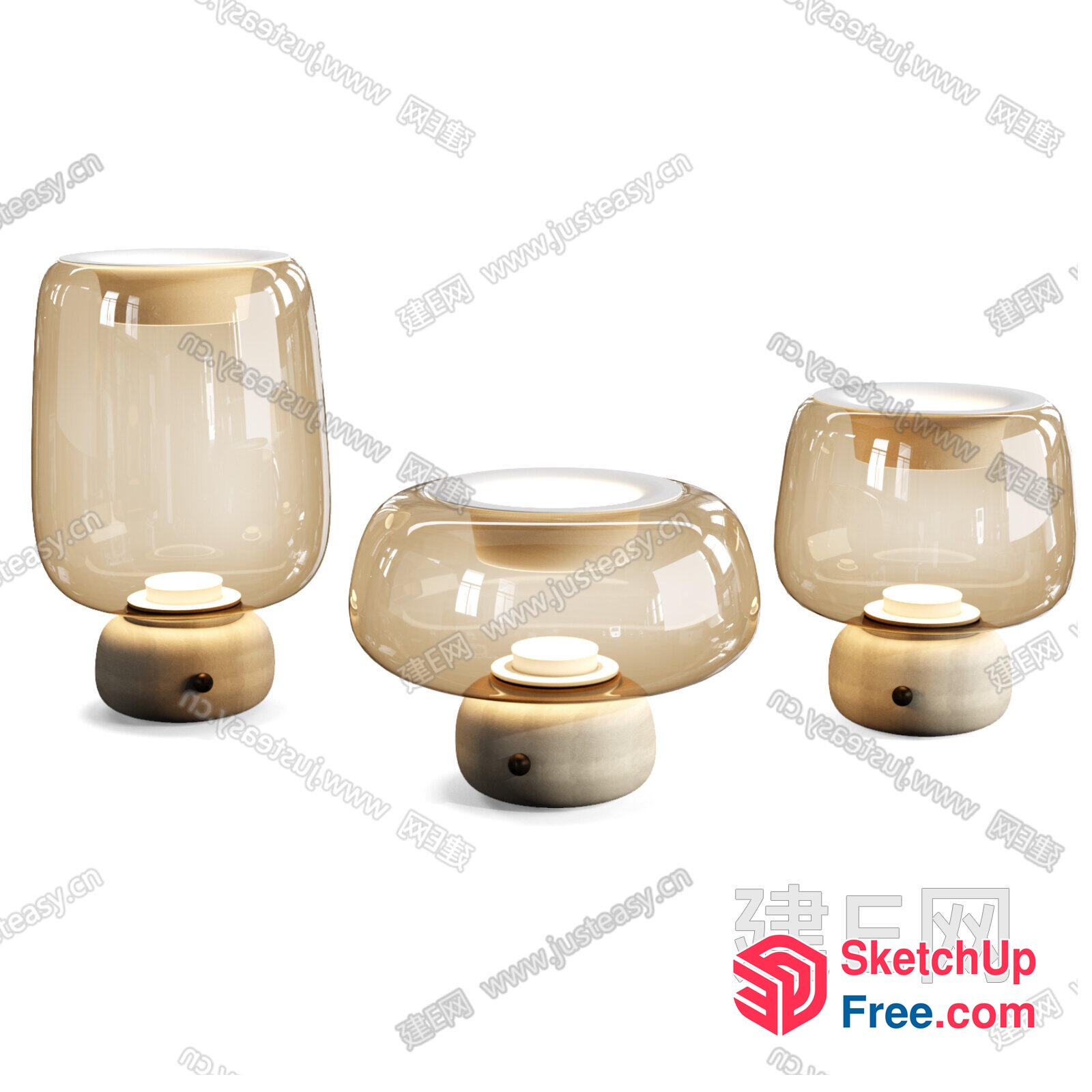 Three Glass Vases And Side Tables 3D SketchUp File
