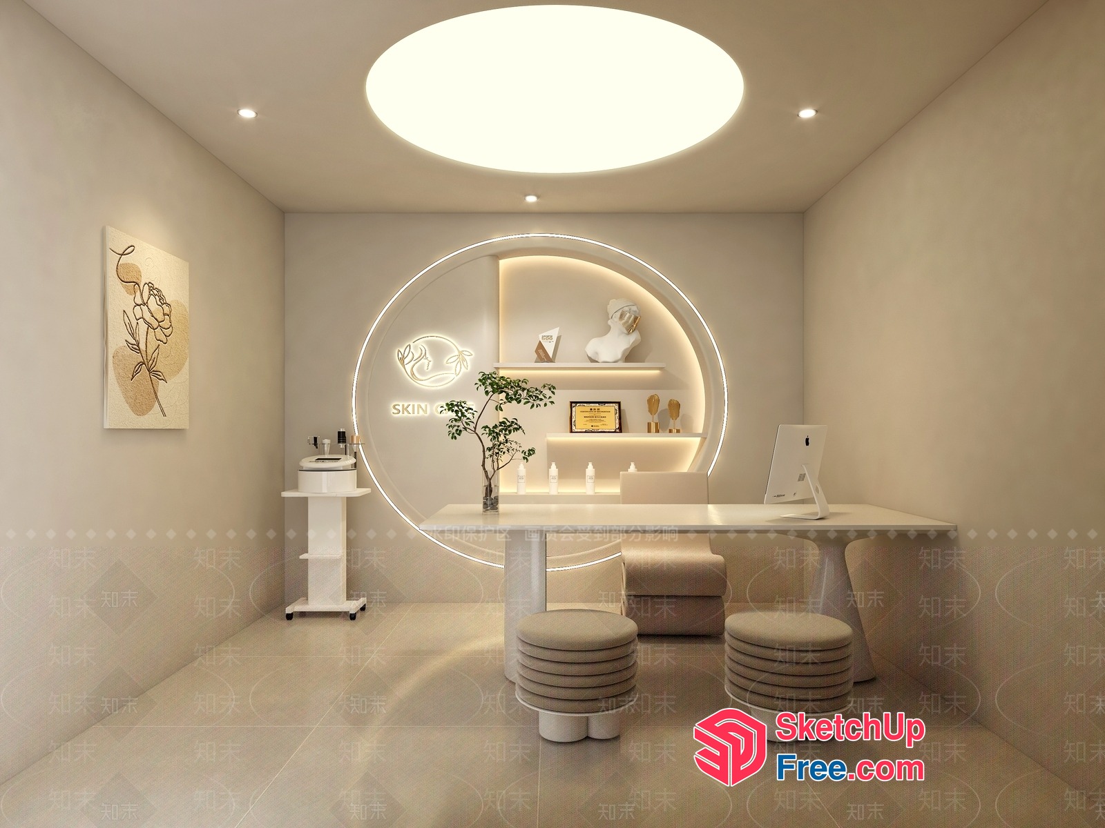 Modern White Spa Interior 3D SketchUp File