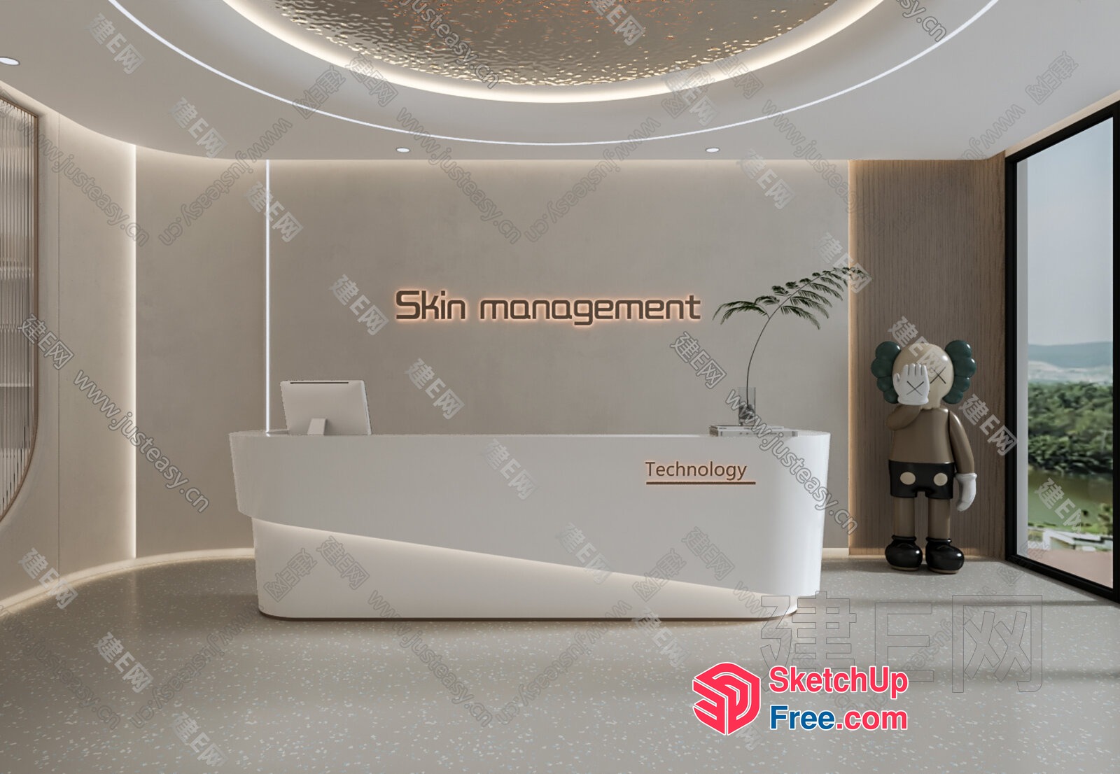 A Modern Reception Desk In A Sleek Office Interior 3D SketchUp File