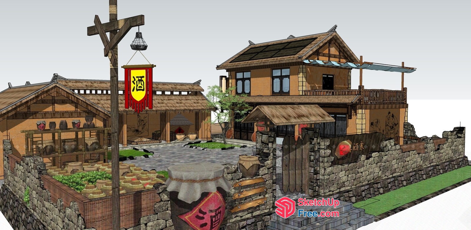 Traditional Japanese Village Scene 3D SketchUp File