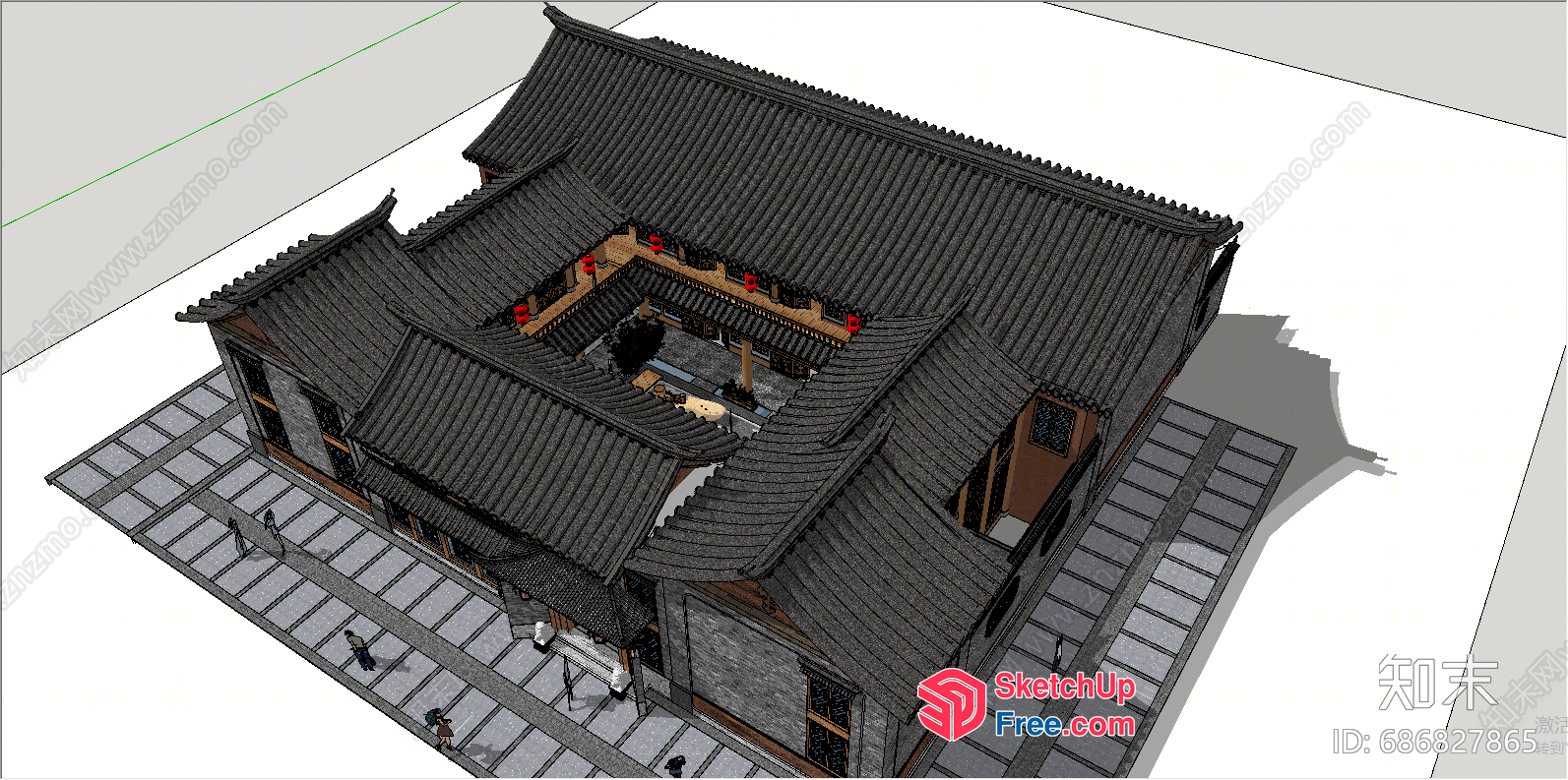 Traditional Chinese Building Exterior 3D SketchUp File