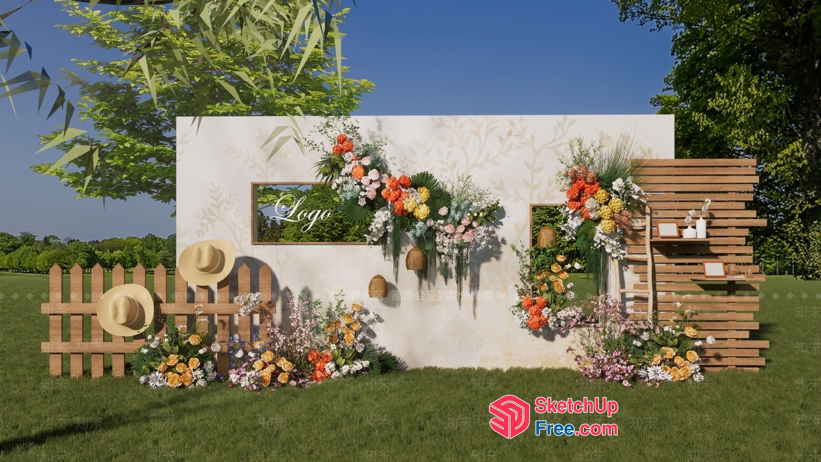 Exterior Decor With Flowers And Hats 3D SketchUp File