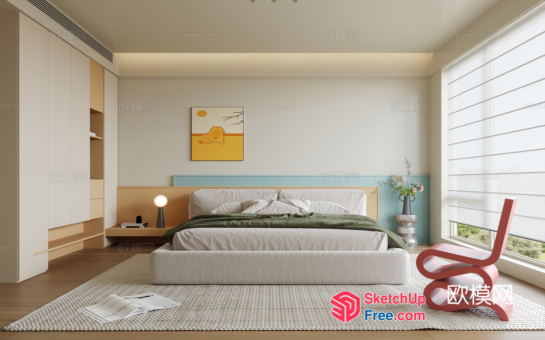 Modern Minimalist Bedroom Interior 3D SketchUp File