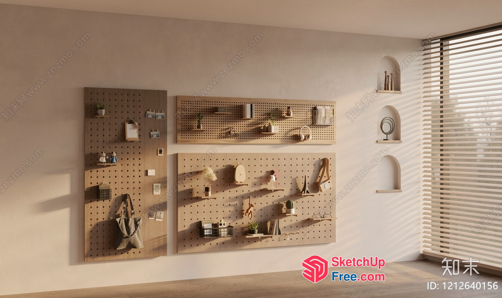 Decorative Wooden Shelves And Accessories 3D SketchUp File