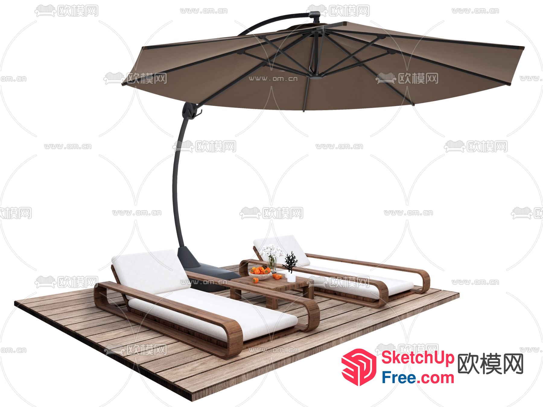Outdoor Patio Furniture With Umbrella 3D SketchUp File