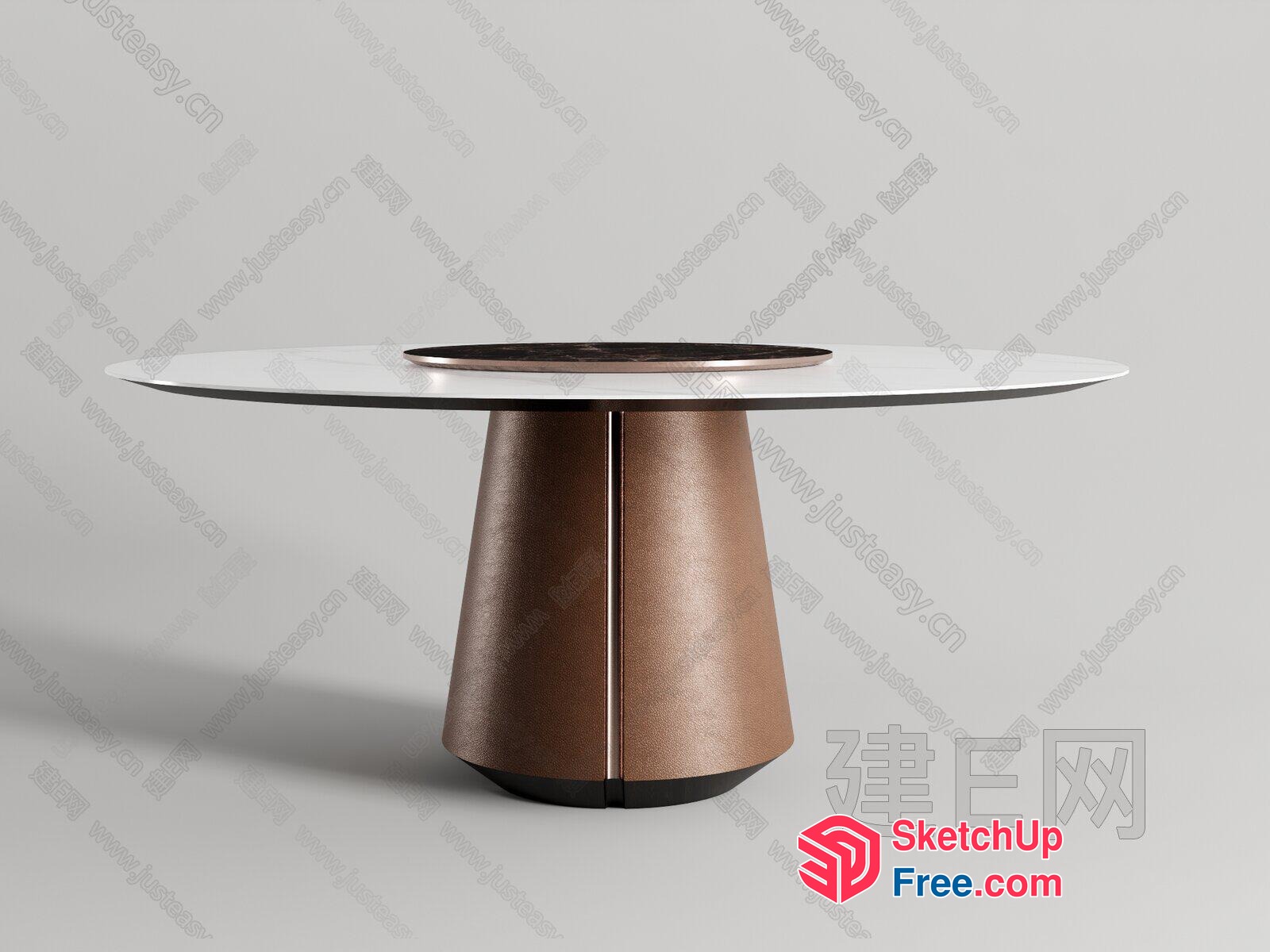 Elegant Glass Top Table With Brown Base 3D SketchUp File