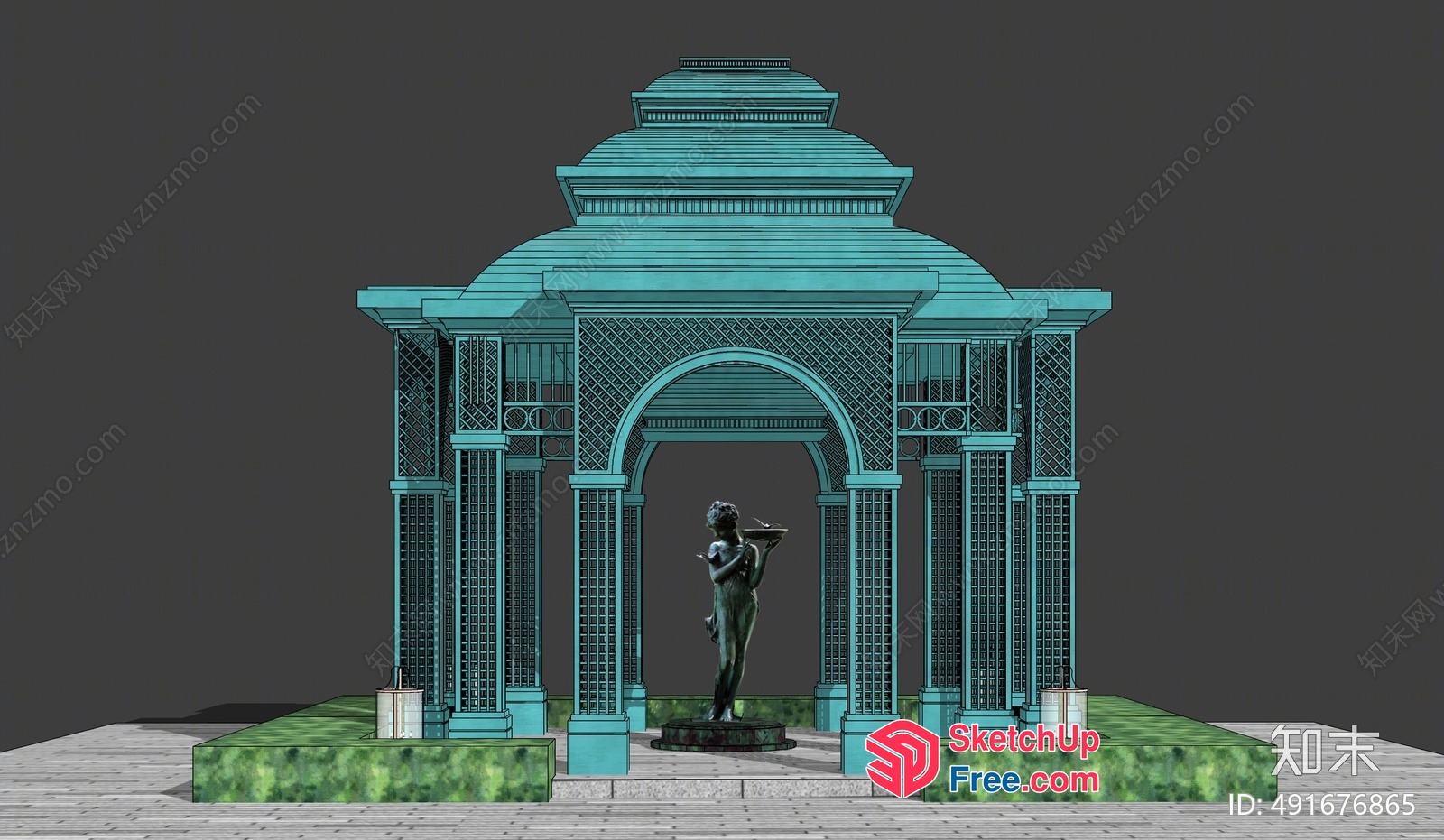 Ornate Classical Architecture And Statue Display 3D SketchUp File